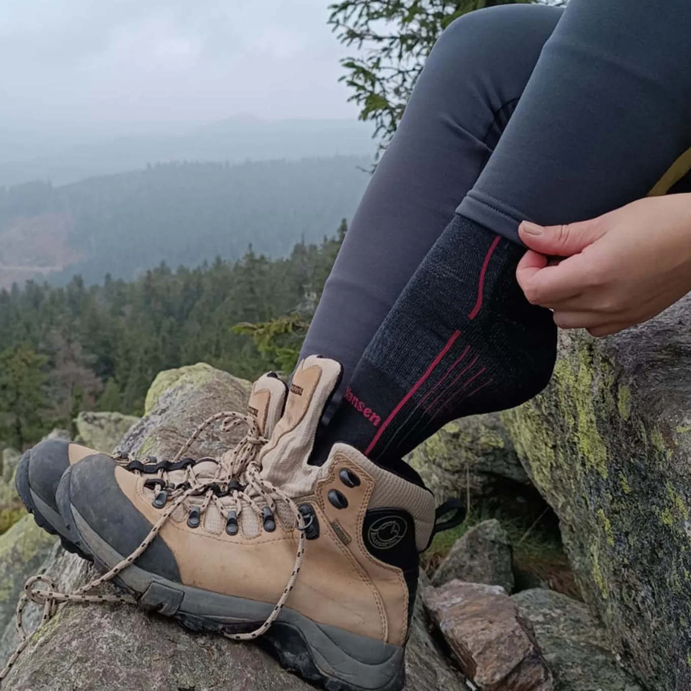Fjord Nansen Skarpety|Skarpety AXTER KEVLAR black/oaky red