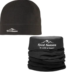 Fjord Nansen Szaliki, Chusty, Opaski, Kominiarki|Czapki Zimowe|Zestaw czapka FALL i chusta HEADGEAR FLEECE black