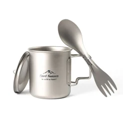 Fjord Nansen Naczynia I Sztućce|Termosy, Kubki|Zestaw kubek + łyżko-widelec JACON TITANIUM SET grey